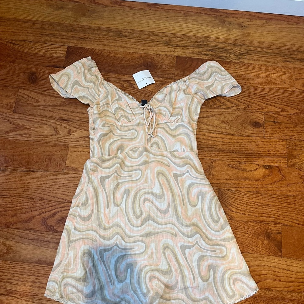 Swirl Pattern Off-Shoulder Dress